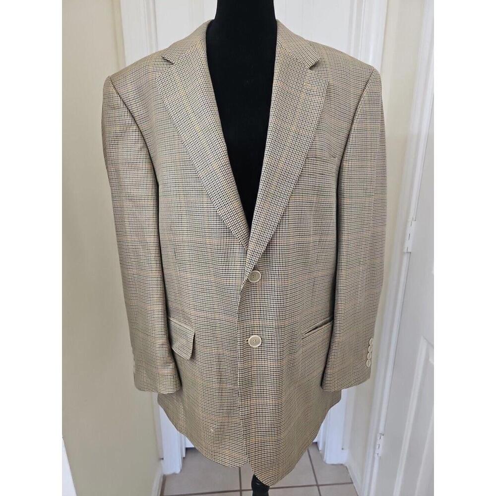 Haspel Tweed Men's‎ Blazer 42S Wool Silk  Tan Two Button Double Sport Coat